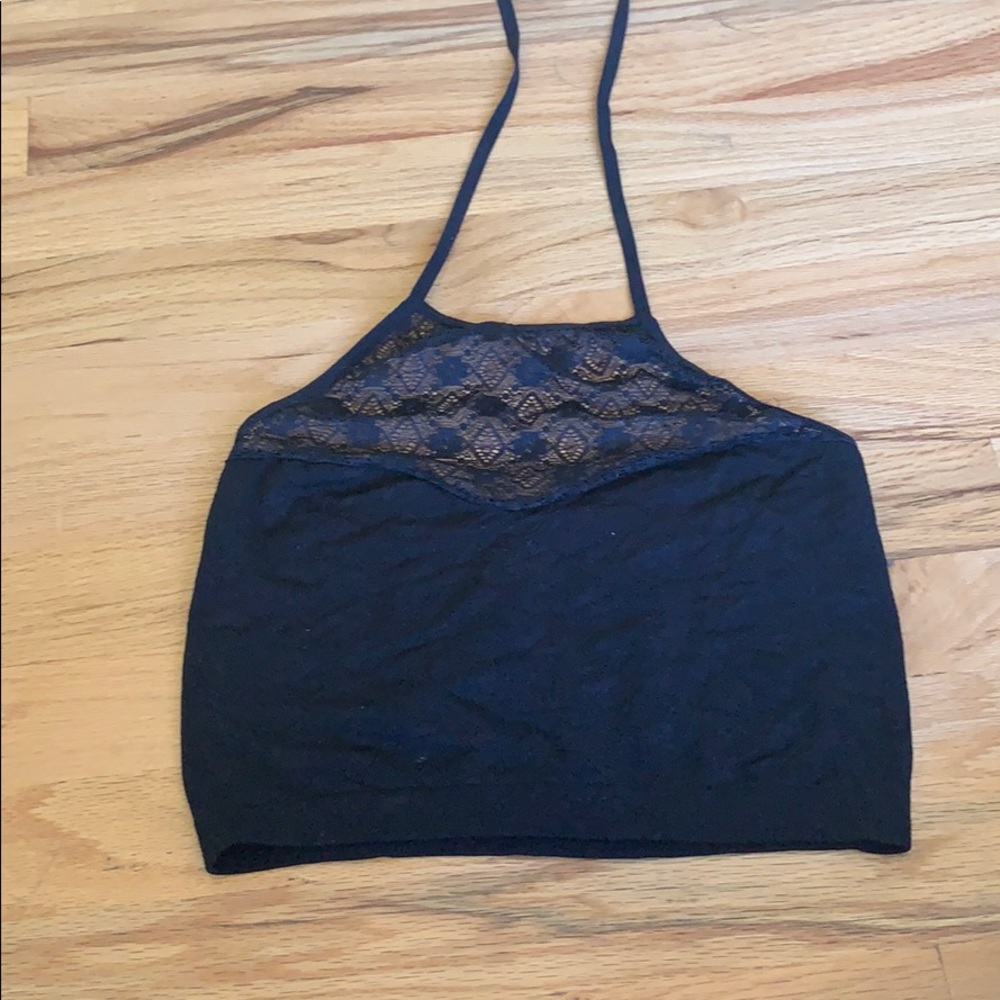 black lace cropped halter